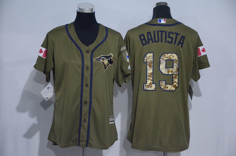 Blue Jays 19 Jose Bautista Olive Green Women New Cool Base Jersey Blue Jays 19 Jose Bautista Olive Green Women New Cool Base Jersey