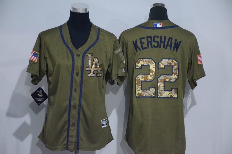 Dodgers 22 Clayton Kershaw Olive Green Women New Cool Base Jersey Dodgers 22 Clayton Kershaw Olive Green Women New Cool Base Jersey