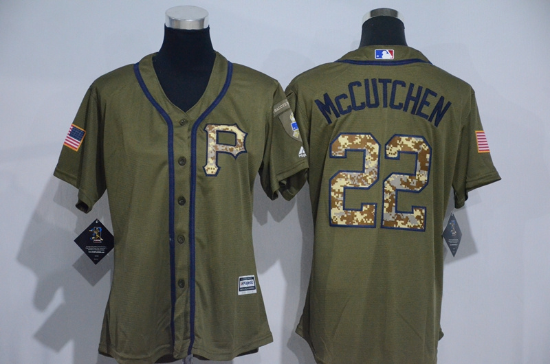 Pirates 22 Andrew McCutchen Olive Green Women New Cool Base Jersey