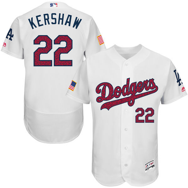 Dodgers 22 Clayton Kershaw White Fashion Stars & Stripes Flexbase Jersey