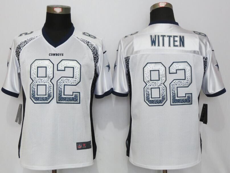 Nike Cowboys 82 Jason Witten White Women Drift Fashion Jersey