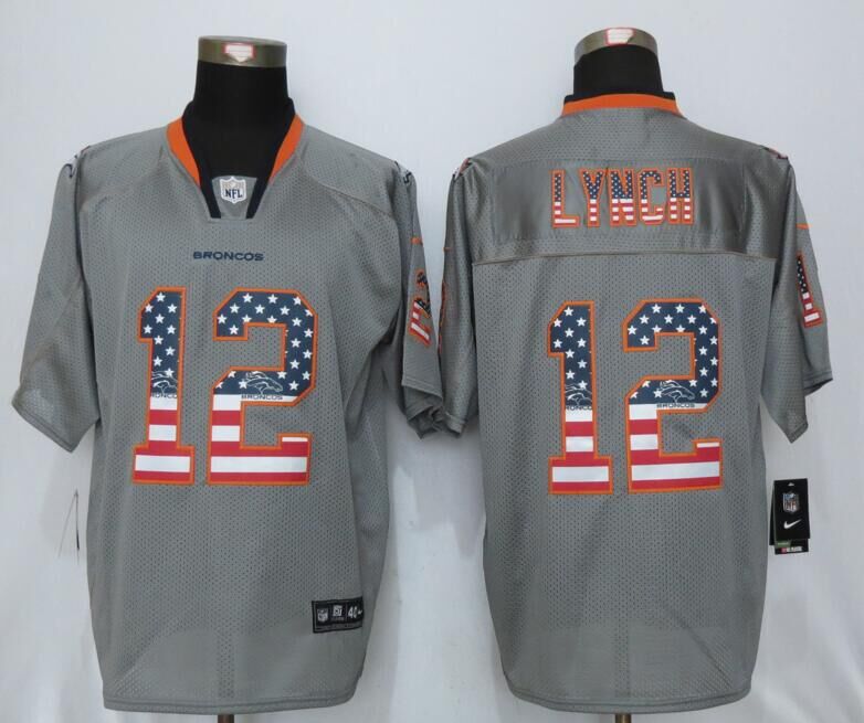 Nike Broncos 12 Paxton Lynch Grey USA Flag Elite Jersey