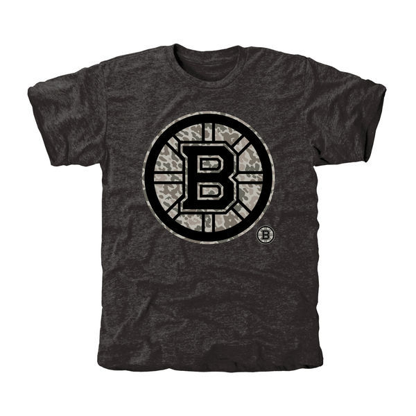 Boston Bruins Grey Camo Logo Short Sleeve Men's T-Shirt