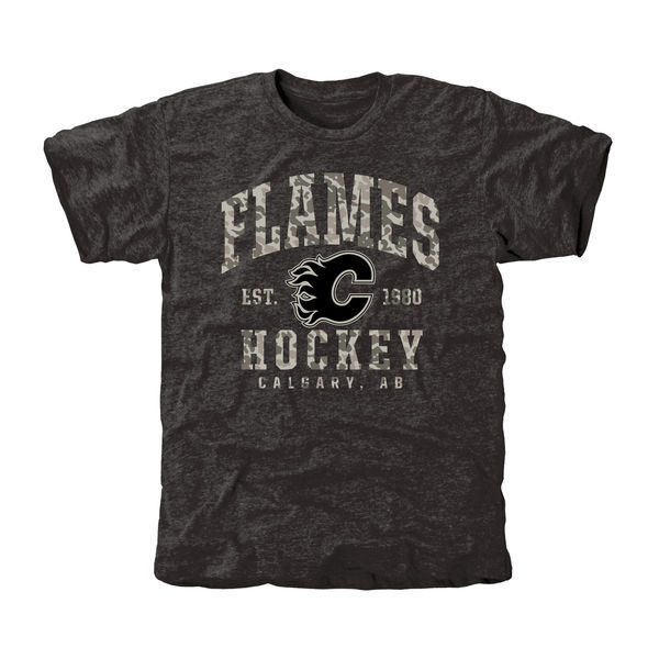 Calgary Flames Grey Camo Logo Short Sleeve Men's T-Shirt