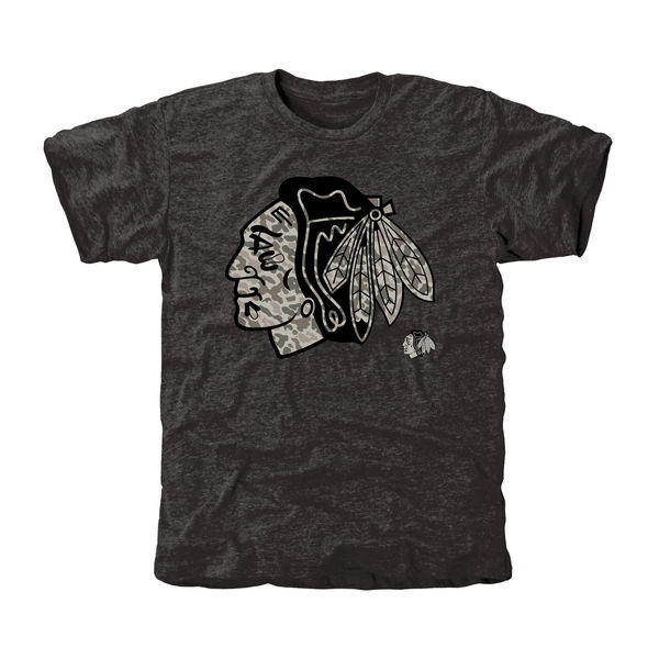 Chicago Blackhawks Grey Camo Logo Short Sleeve Men's T-Shirt