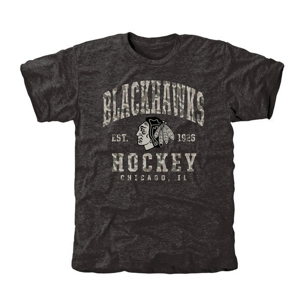 Chicago Blackhawks Grey Camo Logo Short Sleeve Men's T-Shirt