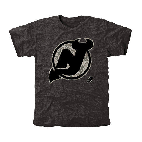 New Jersey Devils Grey Camo Logo Short Sleeve Men's T-Shirt