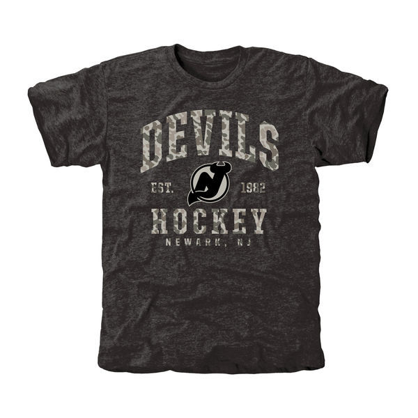 New Jersey Devils Grey Camo Logo Short Sleeve Men's T-Shirt