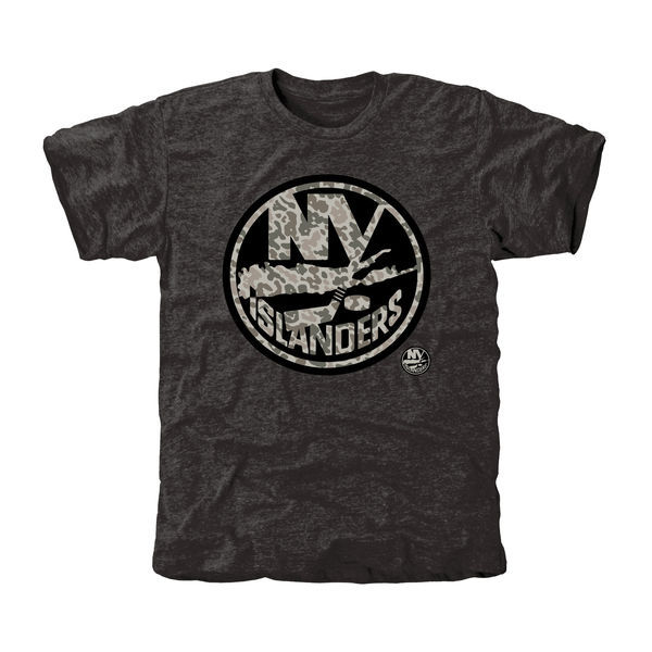 New York Islanders Grey Camo Logo Short Sleeve Men's T-Shirt