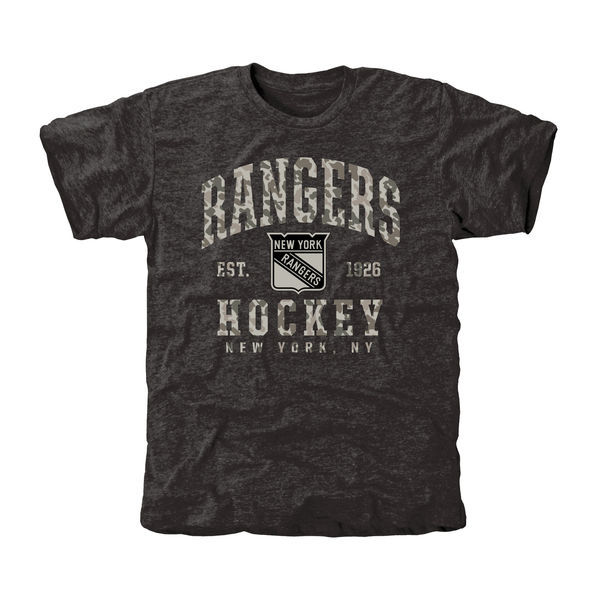 New York Rangers Grey Camo Logo Short Sleeve Men's T-Shirt