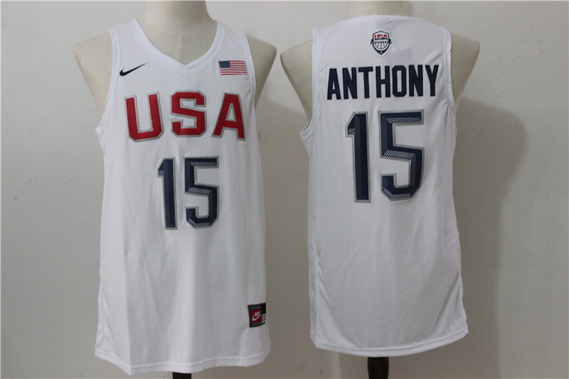 USA Basketball 15 Carmelo Anthony White Nike Rio Elite Stitched Jersey