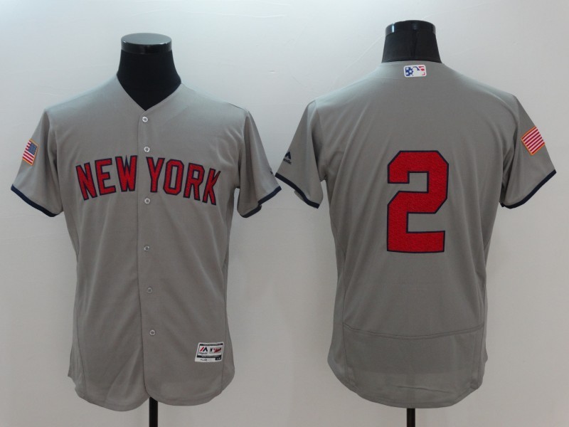Yankees 2 Derek Jeter Grey Fashion Stars & Stripes Flexbase Jersey
