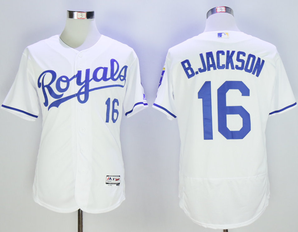 Royals 16 Bo Jackson White Flexbase Jersey - Click Image to Close