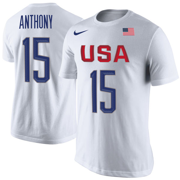 Carmelo Anthony USA Basketball Nike Rio Replica Name & Number T-Shirt White