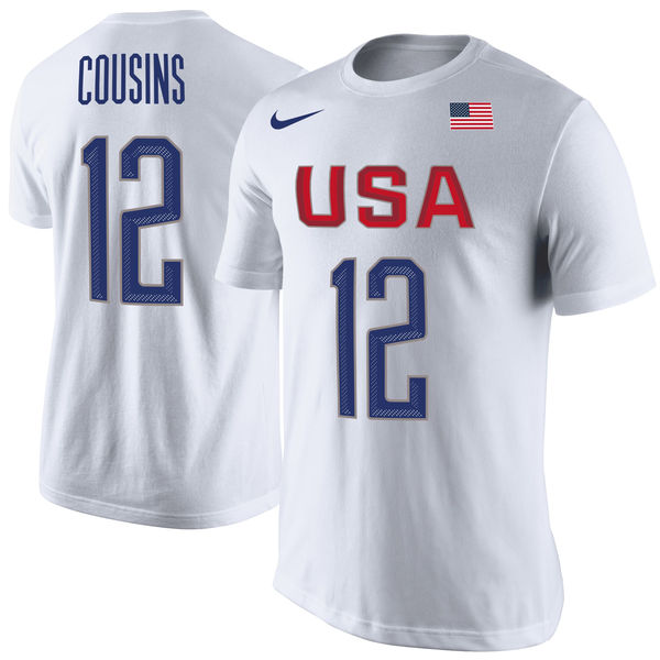 DeMarcus Cousins USA Basketball Nike Rio Replica Name & Number T-Shirt White