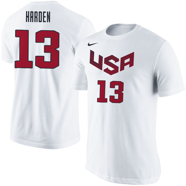 James Harden USA Basketball Nike Name & Number T-Shirt White - Click Image to Close