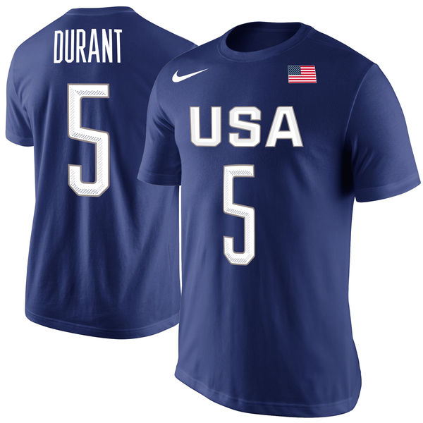 Kevin Durant USA Basketball Nike Rio Replica Name & Number T-Shirt Royal - Click Image to Close