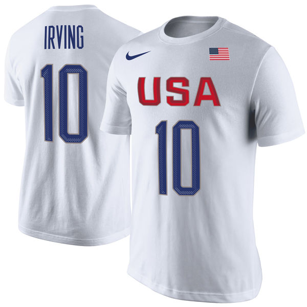 Kyrie Irving USA Basketball Nike Rio Replica Name & Number T-Shirt White - Click Image to Close