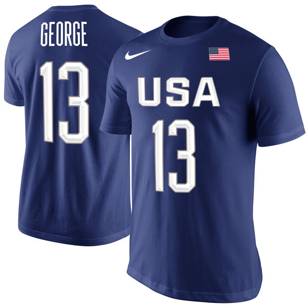 Paul George USA Basketball Nike Rio Replica Name & Number T-Shirt Royal - Click Image to Close