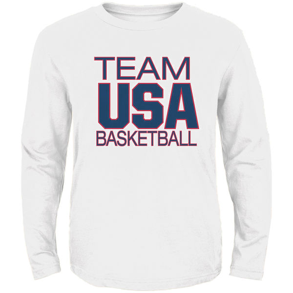 Team USA Basketball Pride for National Governing Body Long Sleeve T-Shirt White - Click Image to Close