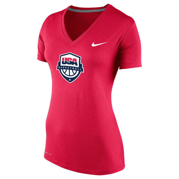 Team USA Brand Women's Basketball Performance V Neck T-Shirt Red