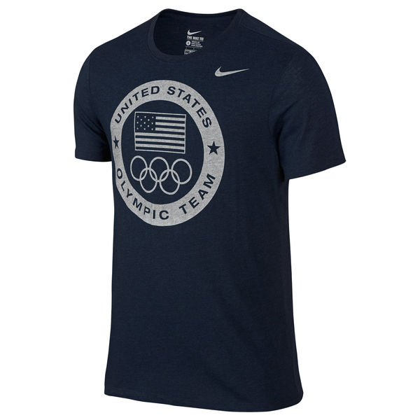 Team USA Nike Dri Blend Logo Performance T-Shirt Navy - Click Image to Close