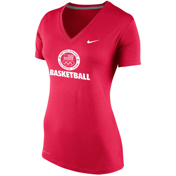 Team USA Nike Women's Basketball Performance V Neck T-Shirt Red