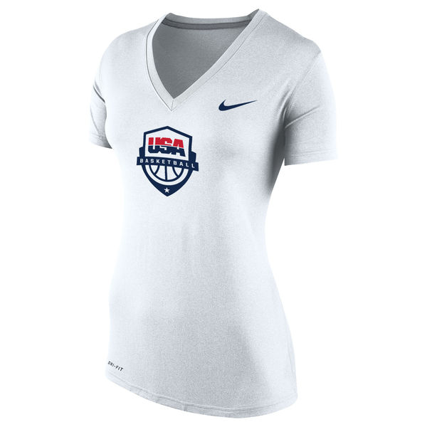Team USA Nike Women's Basketball Performance V Neck T-Shirt White