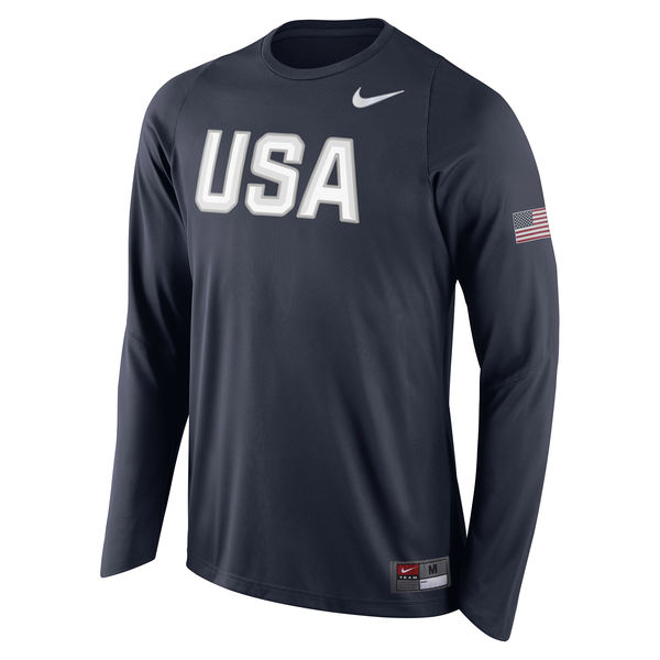 USA Basketball Nike Shooter Long Sleeve T-Shirt Navy - Click Image to Close