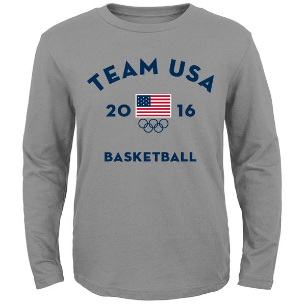 USA Basketball Very Official National Governing Body Long Sleeve T-Shirt Gray - Click Image to Close