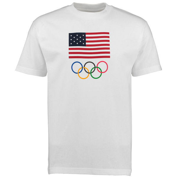 USA Olympics Flag Five Rings T-Shirt White