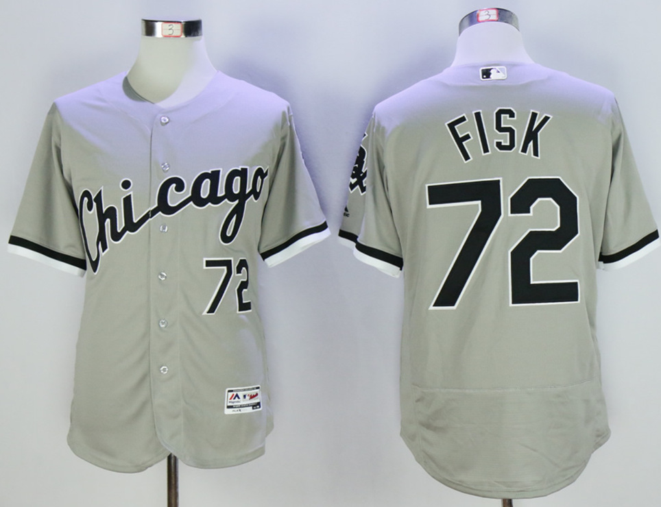 White Sox 72 Carlton Fisk Grey Flexbase Jersey - Click Image to Close