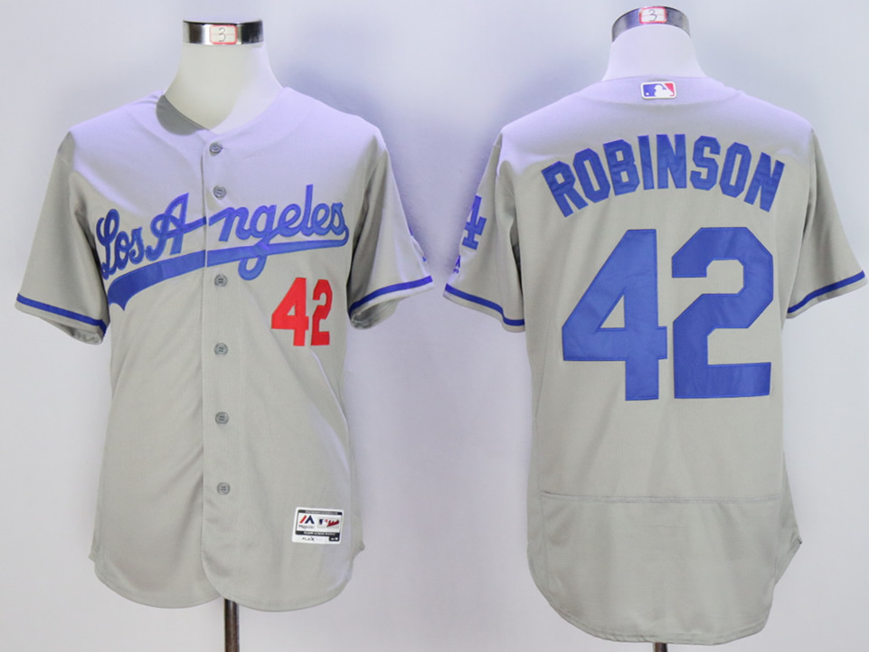 Dodgers 42 Jackie Robinson Grey Flexbase Jersey