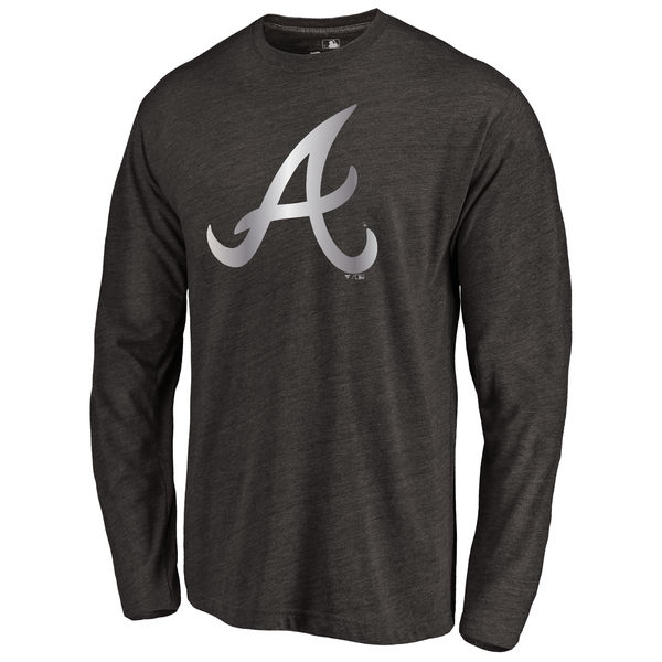 Atlanta Braves Platinum Collection Long Sleeve Tri Blend T Shirt Black