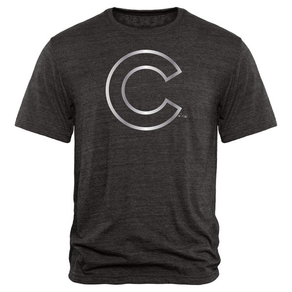 Chicago Cubs Fanatics Apparel Platinum Collection Tri Blend T Shirt Black