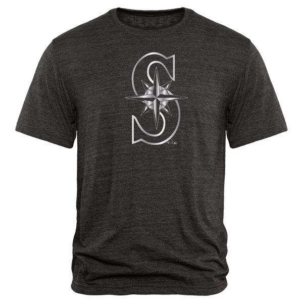 Seattle Mariners Fanatics Apparel Platinum Collection Tri Blend T Shirt Black