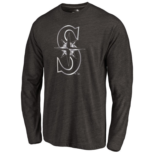 Seattle Mariners Platinum Collection Long Sleeve Tri Blend T Shirt Black