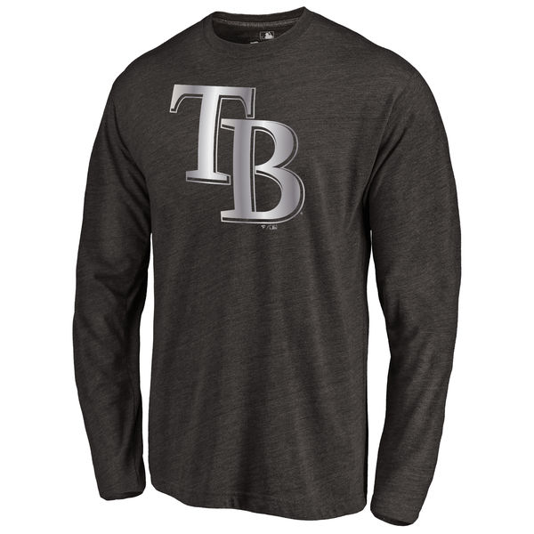 Tampa Bay Rays Platinum Collection Long Sleeve Tri Blend T Shirt Black - Click Image to Close