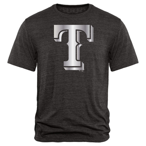 Texas Rangers Fanatics Apparel Platinum Collection Tri Blend T Shirt Black - Click Image to Close