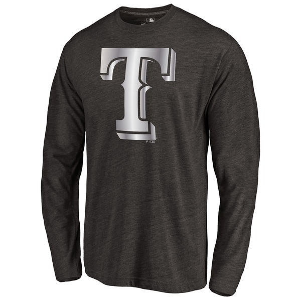 Texas Rangers Platinum Collection Long Sleeve Tri Blend T Shirt Black