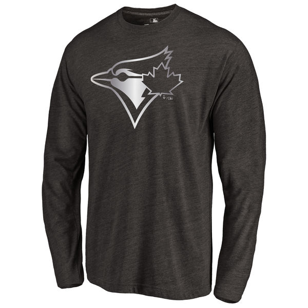 Toronto Blue Jays Platinum Collection Long Sleeve Tri Blend T Shirt Black - Click Image to Close