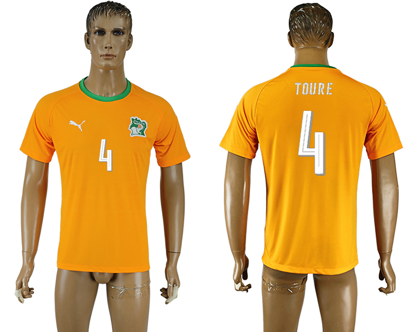2016-17 Ivory Coast 4 TOURE Home Soccer Jersey