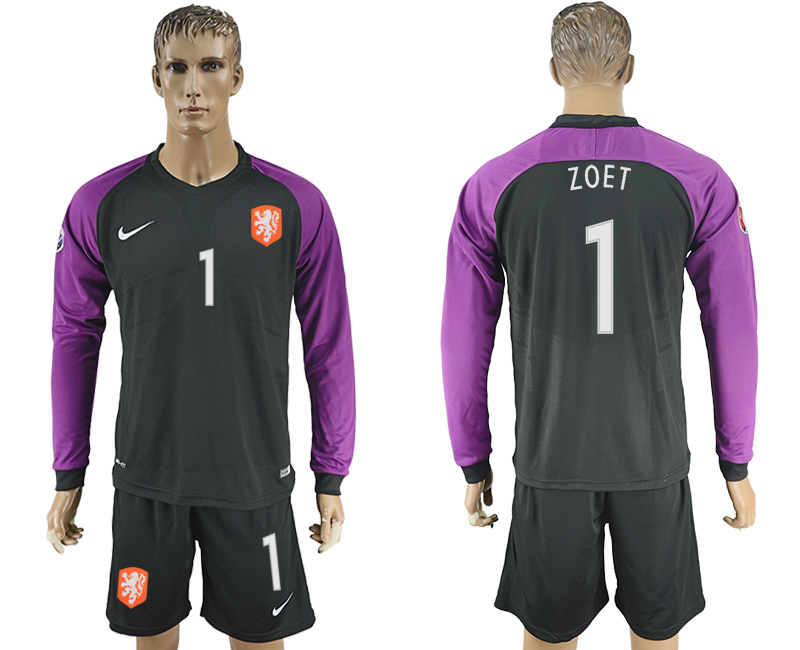 2016-17 Netherlands 1 ZOET Goalkeeper Long Sleeve Soccer Jersey