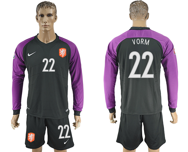 2016-17 Netherlands 22 VORM Goalkeeper Long Sleeve Soccer Jersey