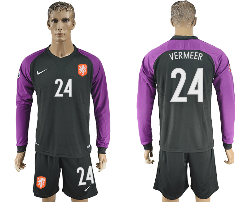 2016-17 Netherlands 24 VERMEER Goalkeeper Long Sleeve Soccer Jersey
