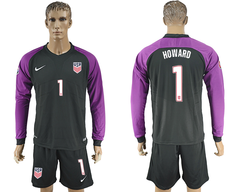 2016-17 USA 1 HOWARD Goalkeeper Long Sleeve Soccer Jersey