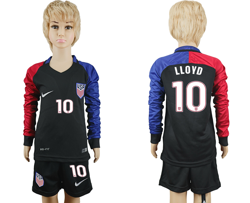 2016-17 USA 10 LLOYD Youth Long Sleeve Away Soccer Jersey