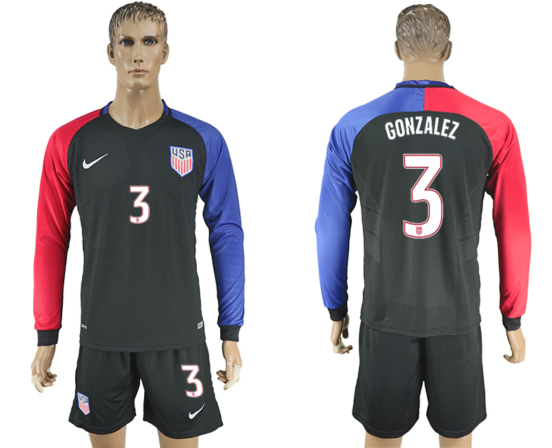 2016-17 USA 3 GONZALEZ Away Long Sleeve Soccer Jersey