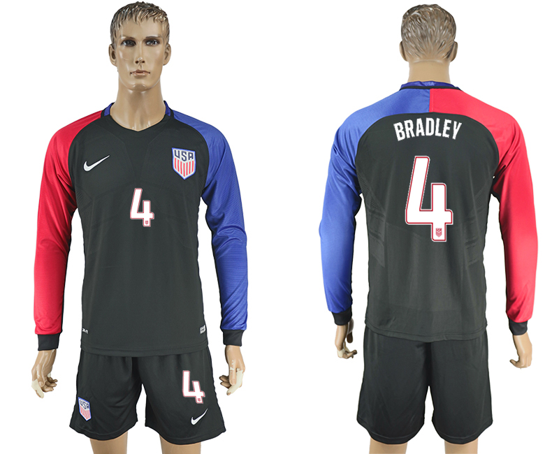 2016-17 USA 4 BRADLEY Away Long Sleeve Soccer Jersey 2016-17 USA 4 BRADLEY Away Long Sleeve Soccer Jersey