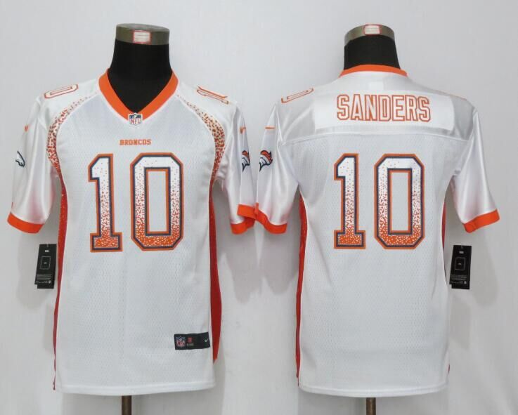 Nike Broncos 10 Emmanuel Sanders White Youth Drift Fashion Jersey